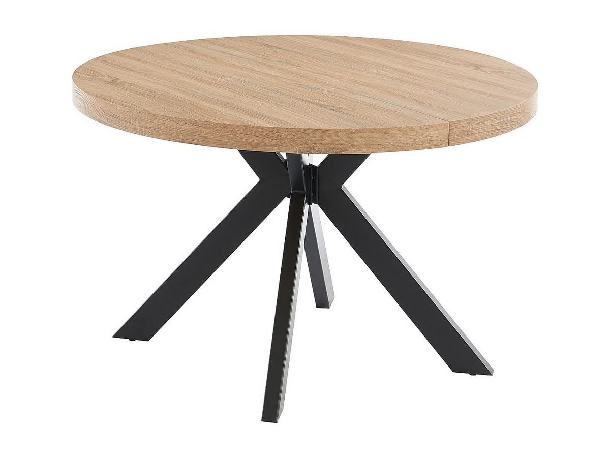 SET Tisch KOMONI + 4 Stühle MORONI - Holzfarben & Cremefarben - Schwarz, Holz (220/76/120cm) - Vente-Unique