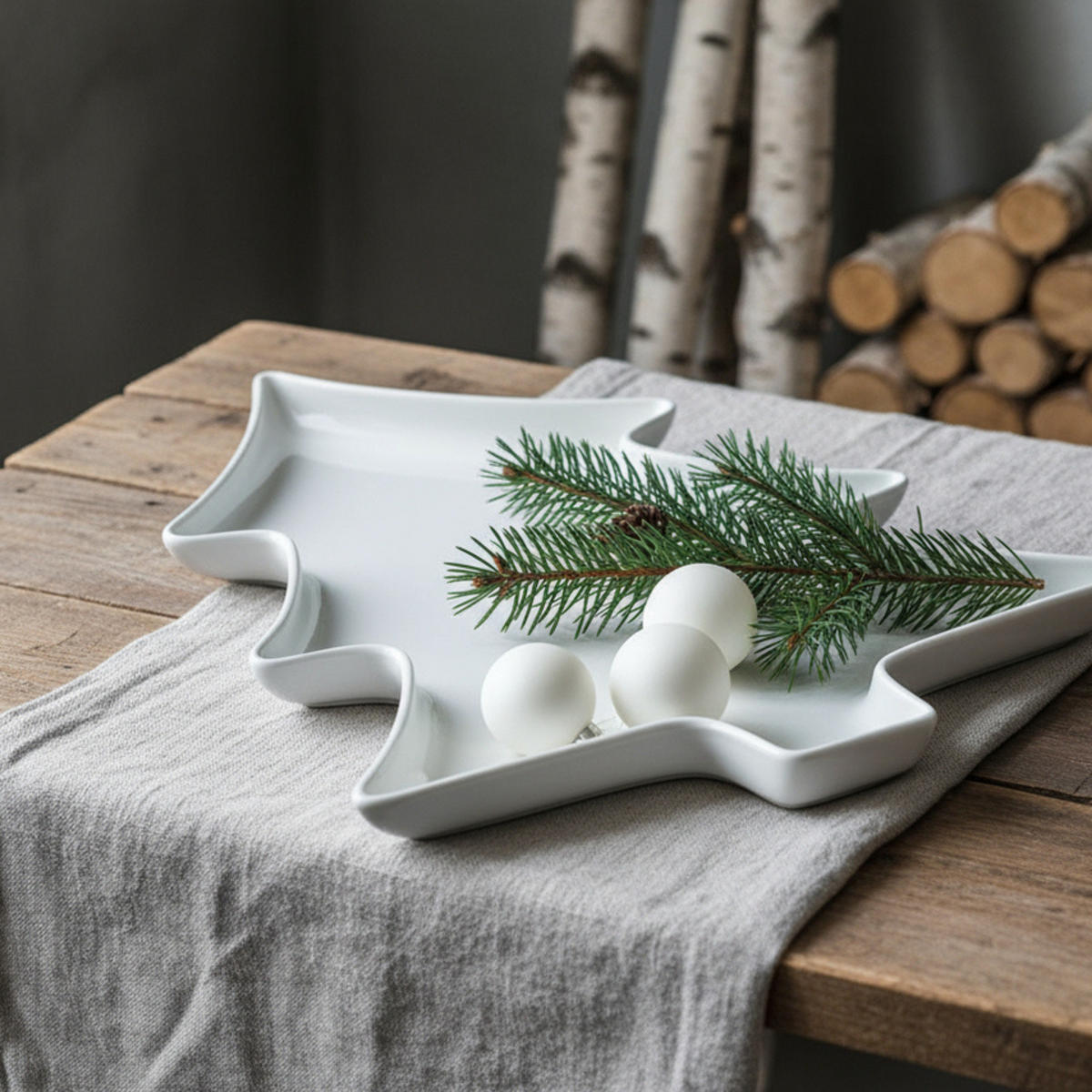 SNACKPLATTE Tannenbaum 34/27 cm - Weiß, Keramik (27/3.5/33.5cm) - Excellent Houseware