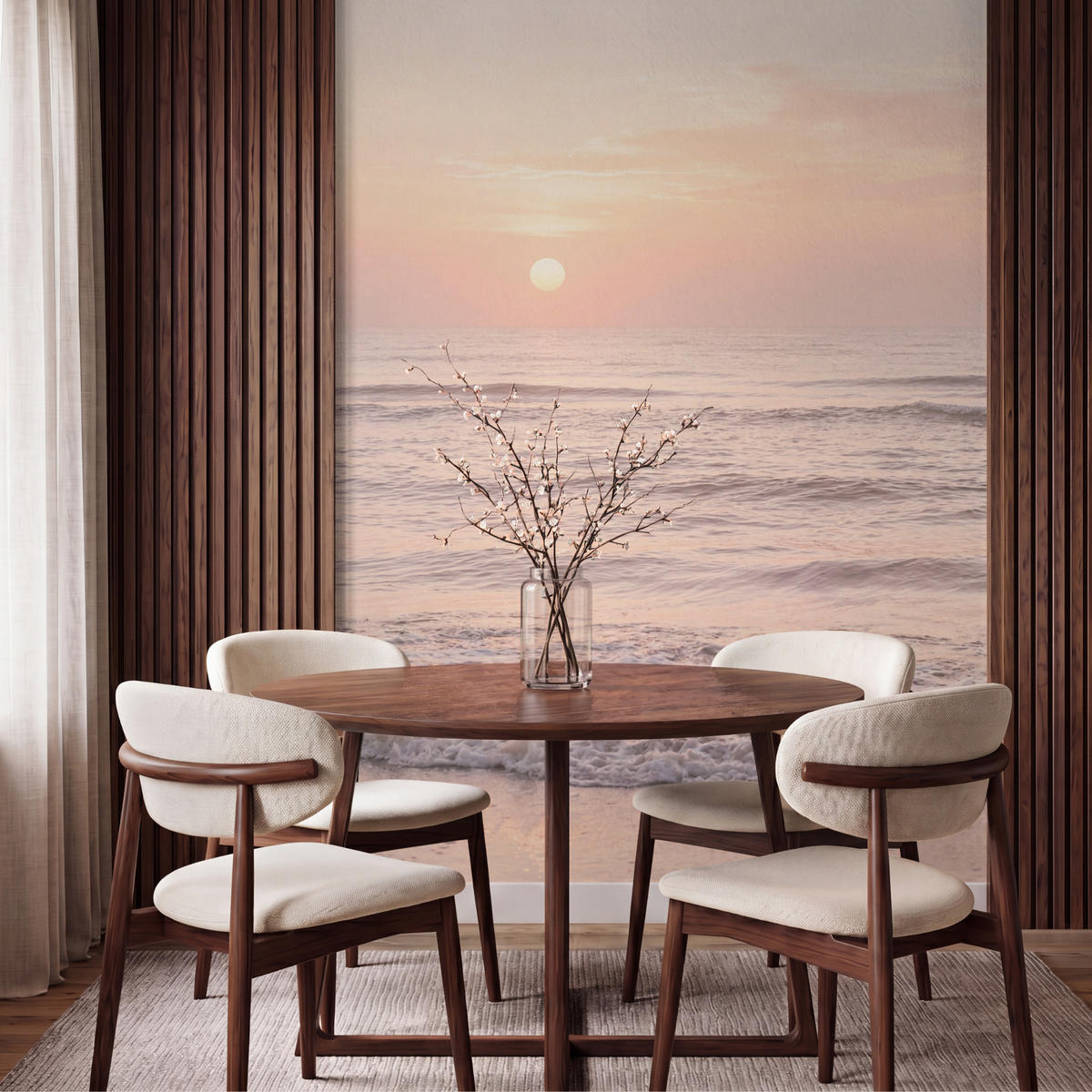 TAPETE - Sonne - Strand - Rosa - 160x220 cm - Hellrosa, Papier (160/220cm) - OnlyWow