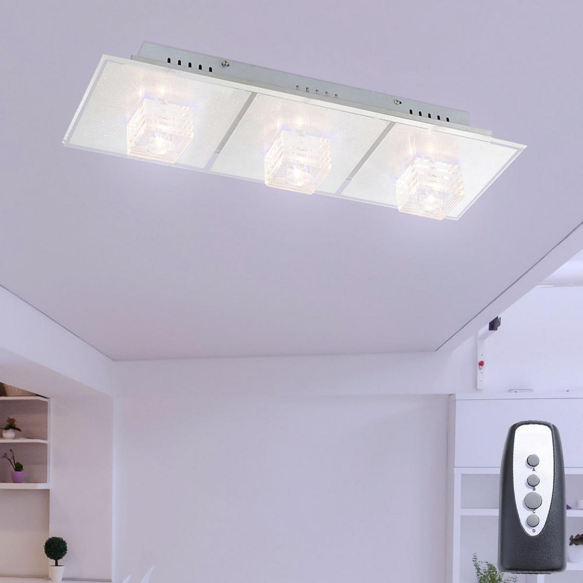 LED DECKENLEUCHTE Metall Silber ARCTIC - Silberfarben, Glas (59.5/20.5/12.5cm) - Globo Lighting