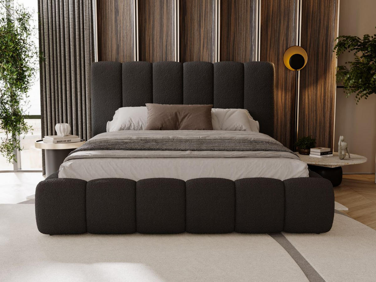 POLSTERBETT Imperial 140x200 Bouclé-Stoff Schwarz - Schwarz, Textil (140/200cm) - Graingold