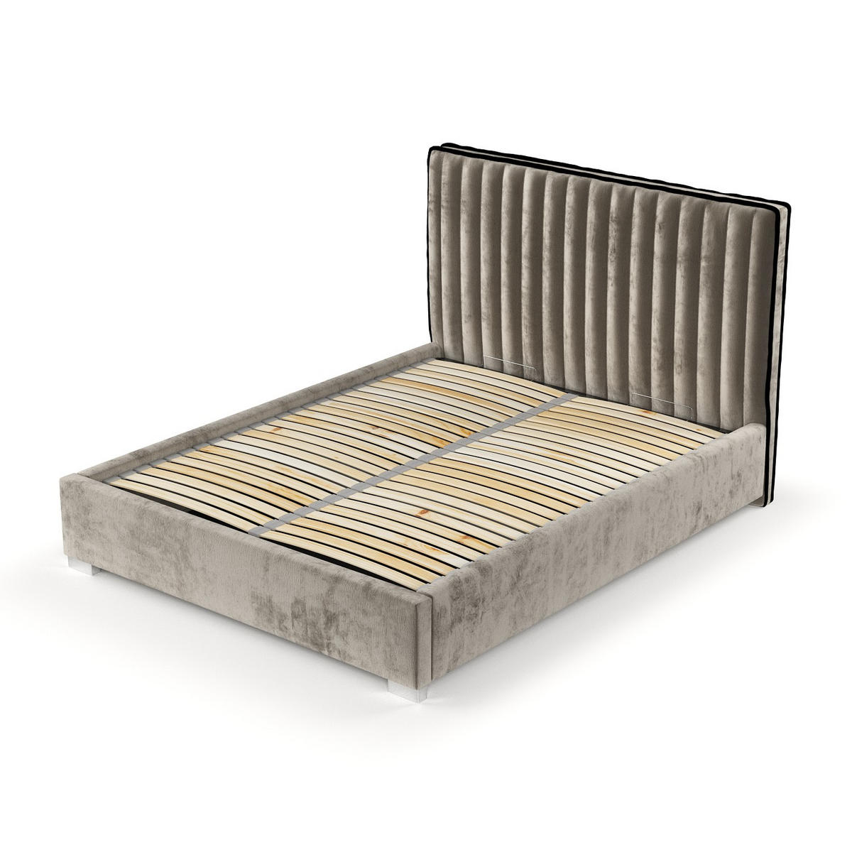 POLSTERBETT Breeze Beige 120/200 cm im Chenille-Stoff - Beige/Silberfarben, Holz/Holzwerkstoff (120/200cm) - Maison de Reve