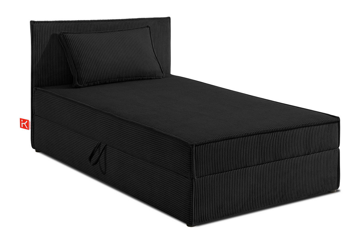 BOXSPRINGBETT ROTI Einzelbett, schwarz - Schwarz, Holz/Holzwerkstoff (100/200cm) - KONSIMO®