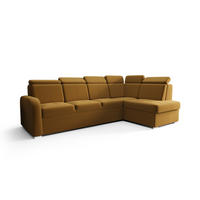 ECKSOFA KONGO RBN11, Eckcouch in L-Form mit Schlaffunktion, Farbe: Gelb, Velourstoff, Ottomane Rechts - Gelb, Textil (304/180cm) - O-Sofa