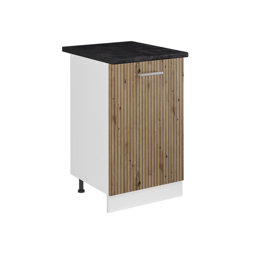 SPODNÍ SKŘÍŇKA KUCHYŇSKÉ LINKY R-Line, Řemeslný dub/Bílá, 50 cm pracovná doska antracitová - bílá/dub artisan, kompozitní dřevo (50/81.6/60cm) - Vicco