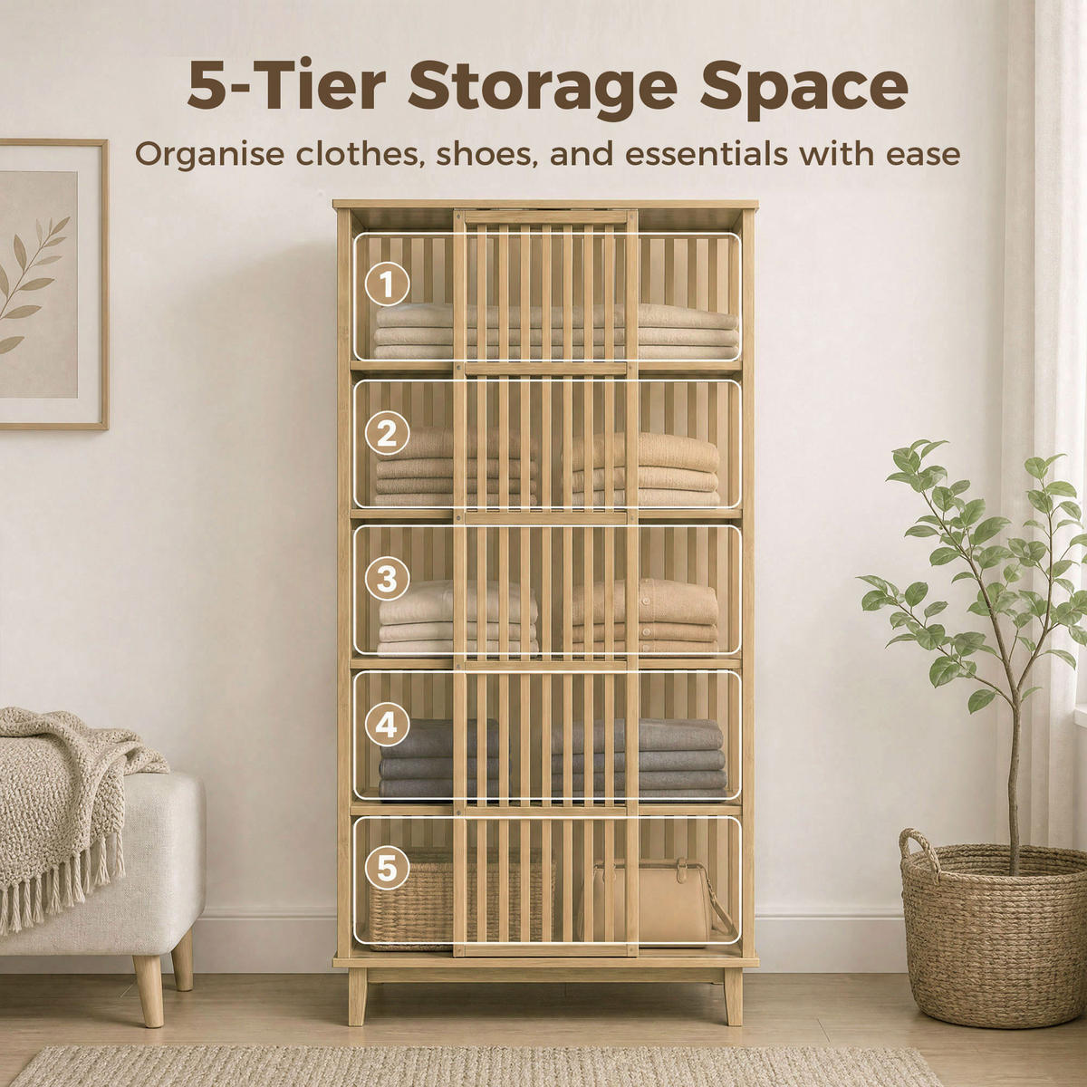 KLEIDERSCHRANK PANG-8N2T5K Naturfarben - Naturfarben, Holz (47.3/175/80cm) - PANGIVO