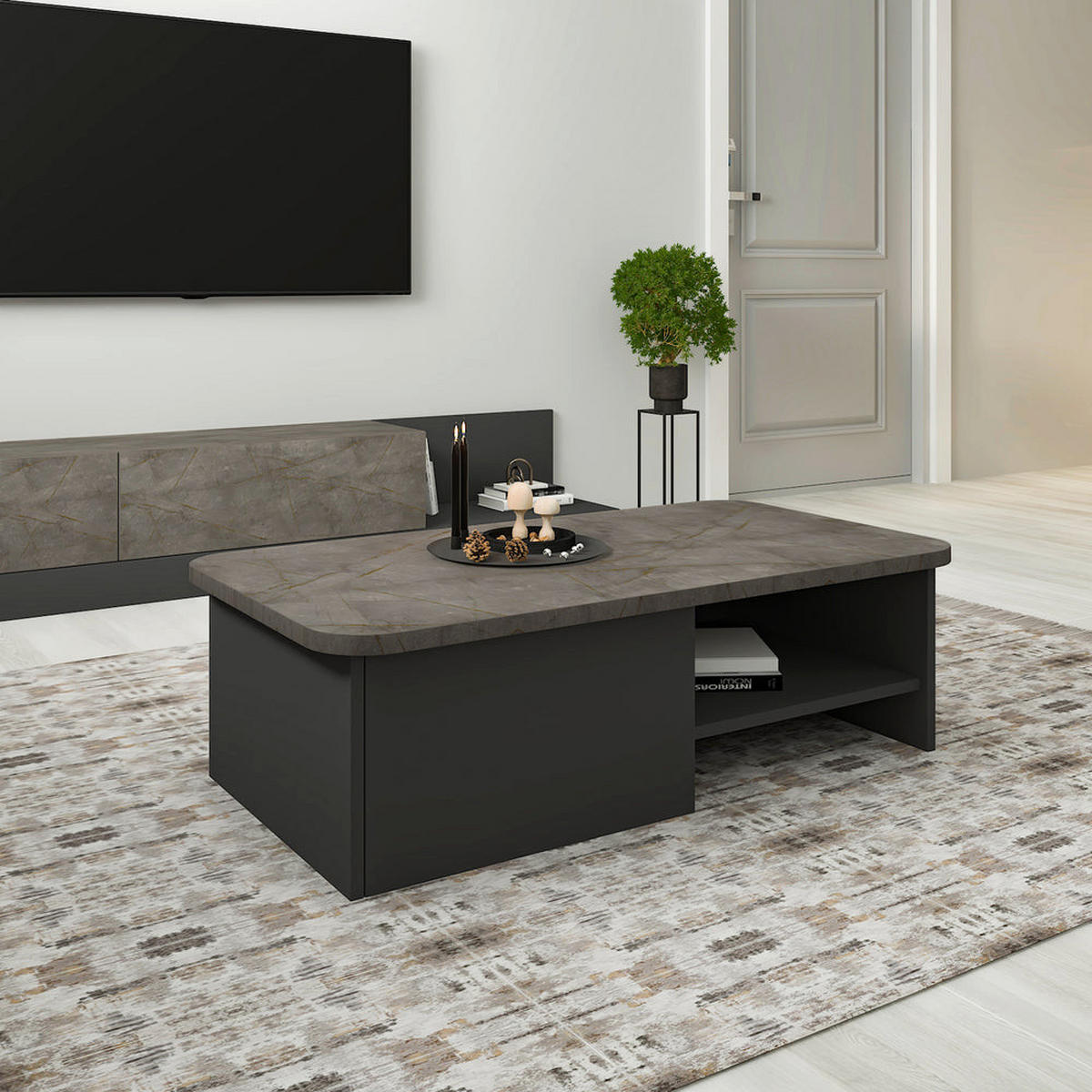 COUCHTISCH Majör Anthrazit 9895 - Anthrazit/Beige, Holzwerkstoff (60/90/31.8cm) - moebel17
