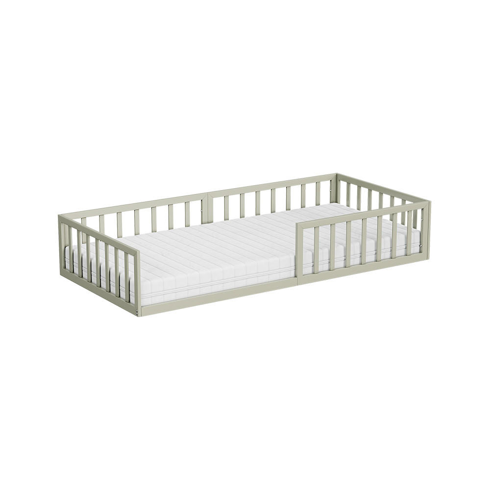 BODENBETT AUS METALL Minno Greige 90x200 mit Matratze - Greige, Metall - VitaliSpa
