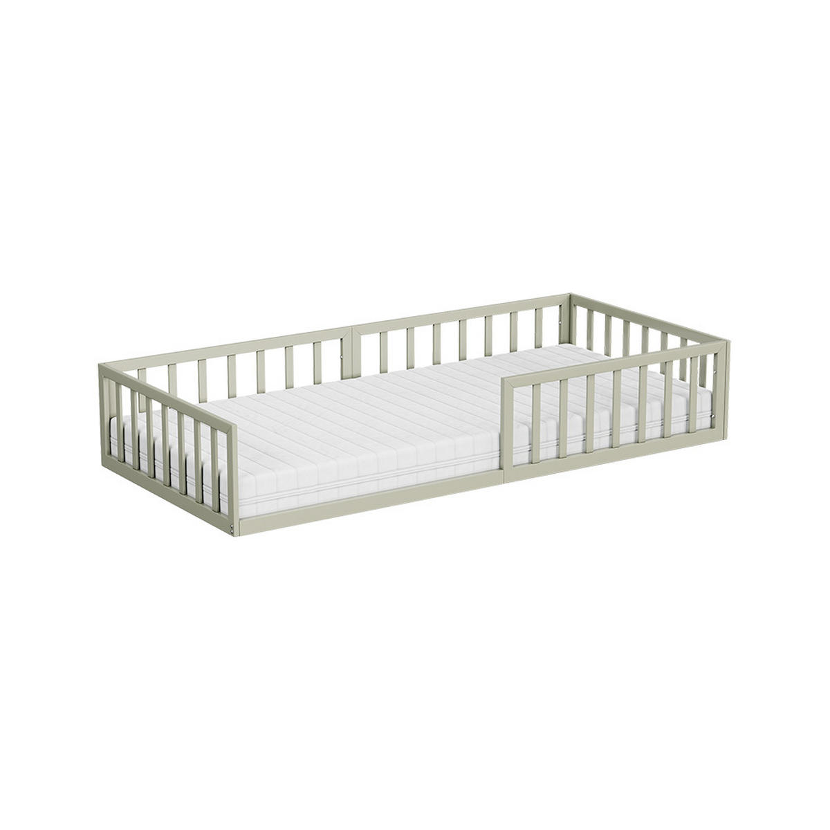 BODENBETT AUS METALL Minno Greige 90x200 mit Matratze - Greige, Metall - VitaliSpa