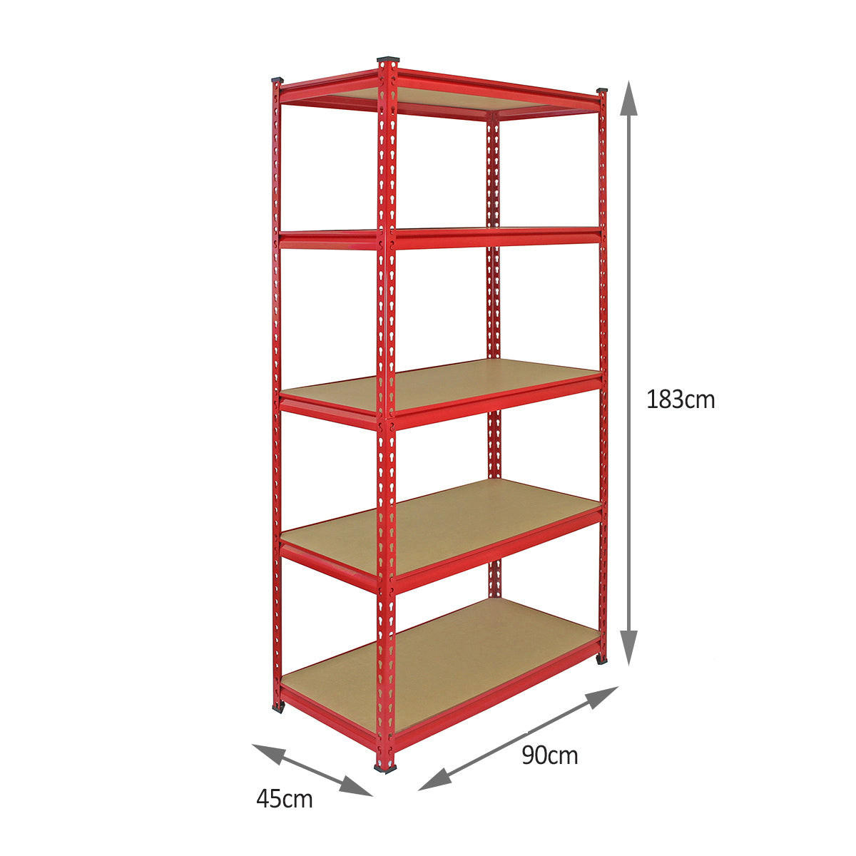 LAGERREGAL 5 x Z-Rax Rot 90cm mit Gratis Gummihammer - Rot, Metall (90/180/45cm) - Monstershop