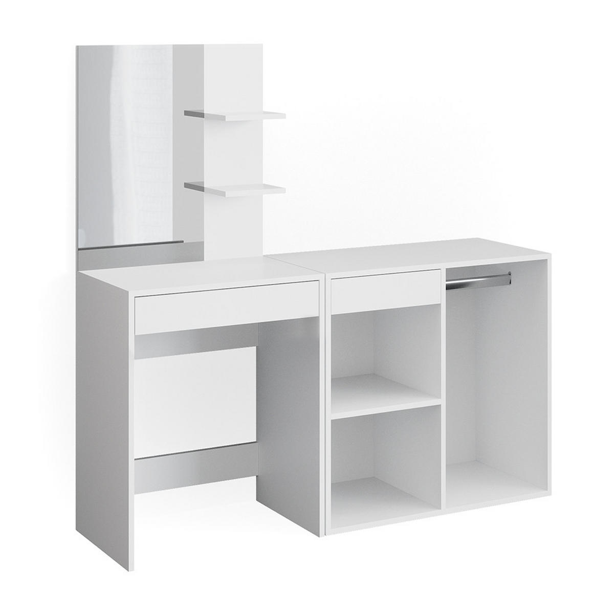 SCHMINKTISCH Isabelle Weiß 60 cm mit Schrank - Weiß, Holzwerkstoff (60/140/40cm) - Vicco