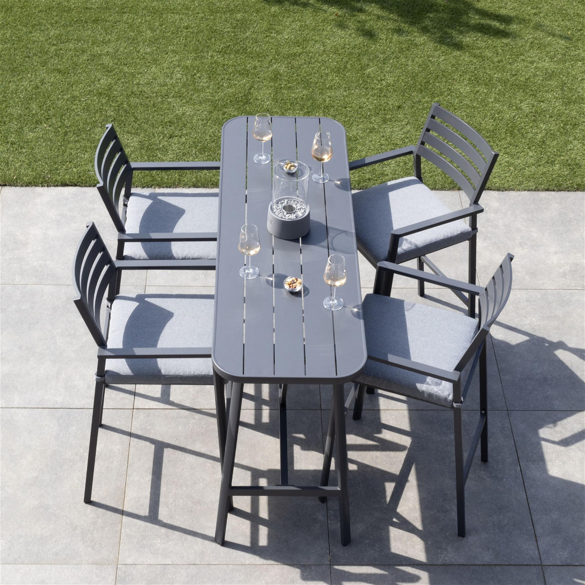 GARTENBARSET aus Aluminium 5-Teilig, anthrazit - Anthrazit, Metall - Giga Meubel