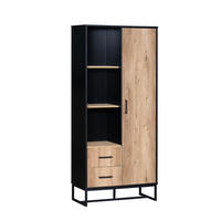 HOCHSCHRANK mit 2 Schubladen und offenen Fächern Schwarz - Schwarz, Holzwerkstoff (40/180/80cm) - Urban Meuble