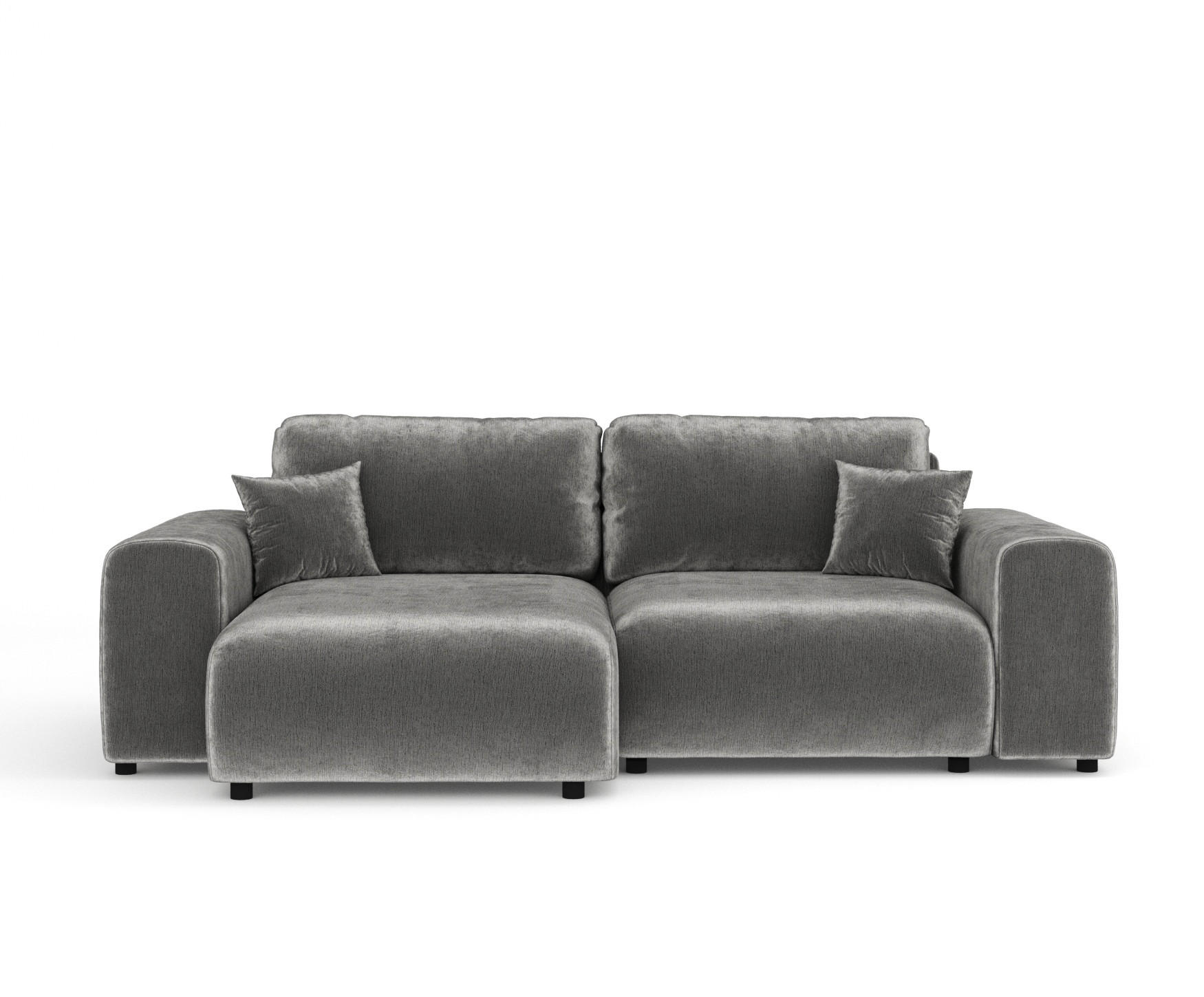 ECKSOFA Zanzibar Grau Chenille - Schwarz/Grau, Holz/Holzwerkstoff (237/144cm) - Maison de Reve