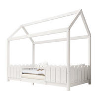 HAUSBETT 90/200 cm Weiß mit Rausfallschutz und Lattenrost - Weiß, Holz (90/200cm) - OKWISH