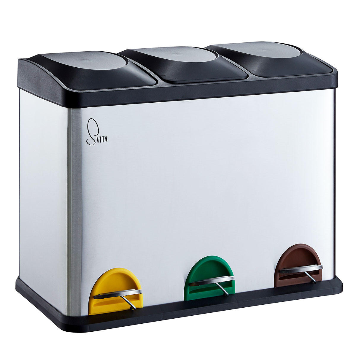 MÜLLEIMER TC3X15 - Silberfarben, Metall (60/48/33cm) - SVITA