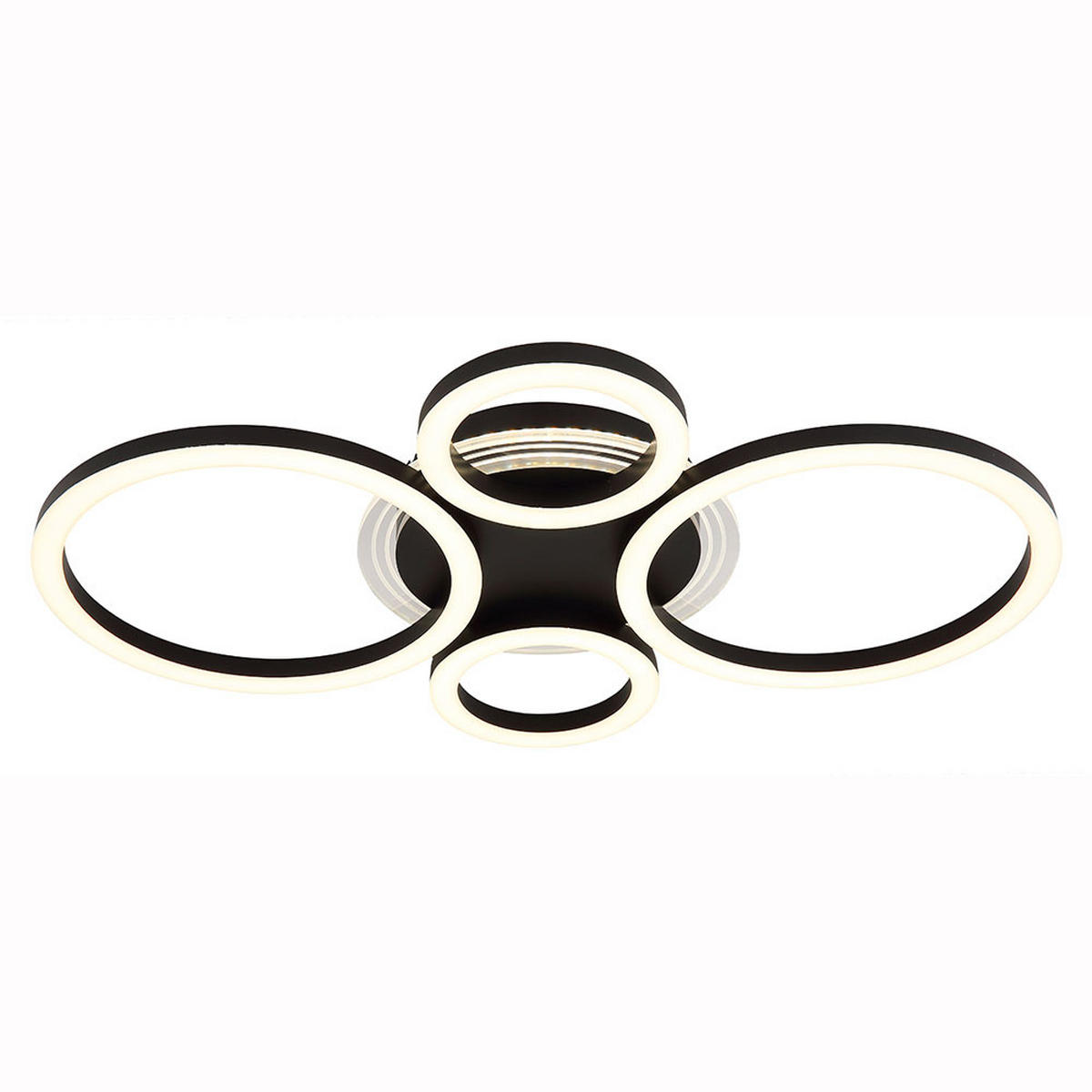 DECKENLEUCHTE LORETTA, LED, Metall, Schwarz, Ring 53 cm - Schwarz, Metall (53/35.5/6.1cm) - Globo Lighting