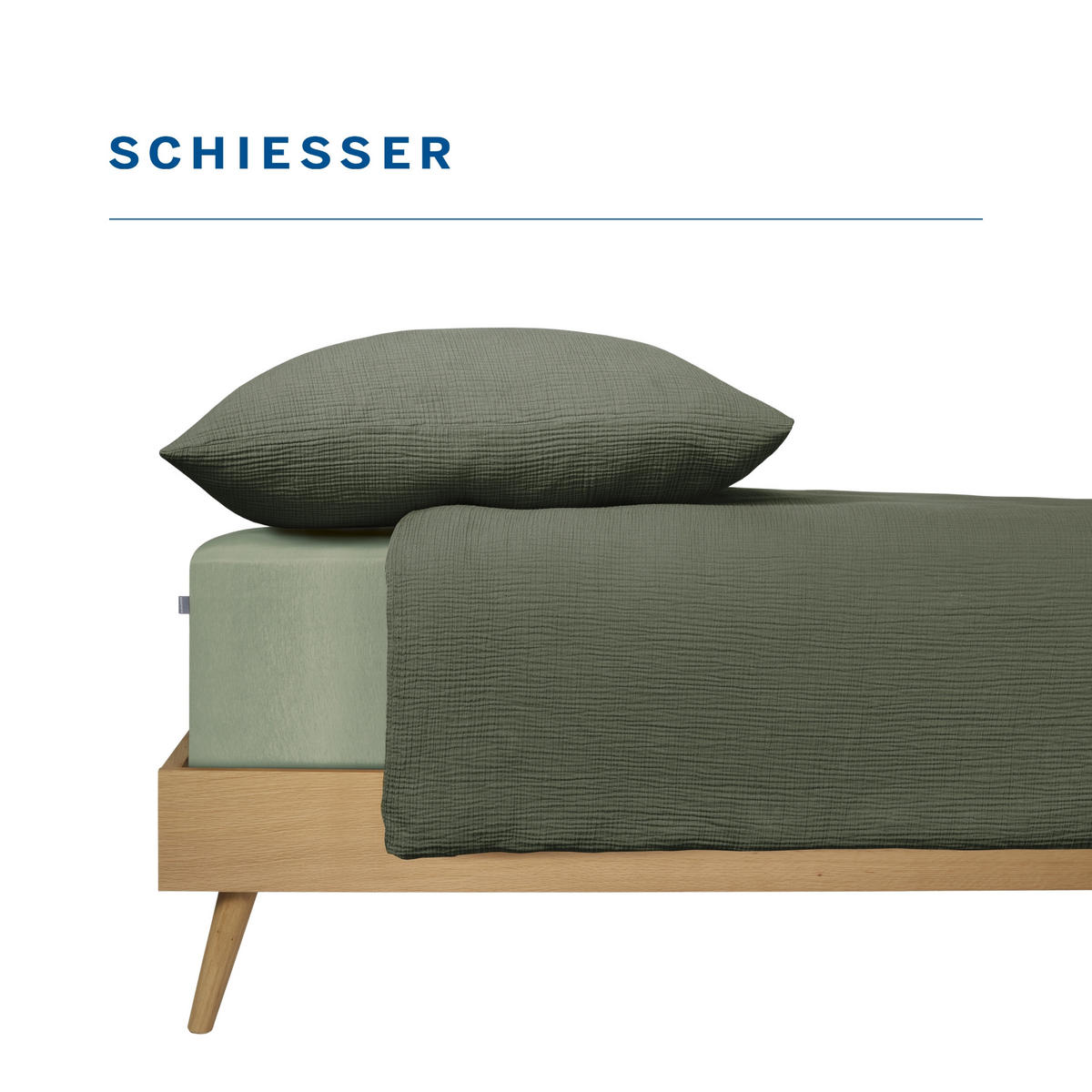 BETTWÄSCHESET Molly - Musselin - 2-teilig - 135 x 200 cm - Dunkelgrün - Dunkelgrün, Textil (135/200cm) - SCHIESSER