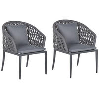 GARTENSTUHL 2er-Set Aluminium grau Lipari - Grau, Metall (56/89/62cm) - Beliani