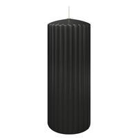 RILLEN KERZEN Schwarz 200 x Ø 80 mm, 4 Stück - Schwarz, Paraffin (8/20/20cm) - Wiedemann Kerzen