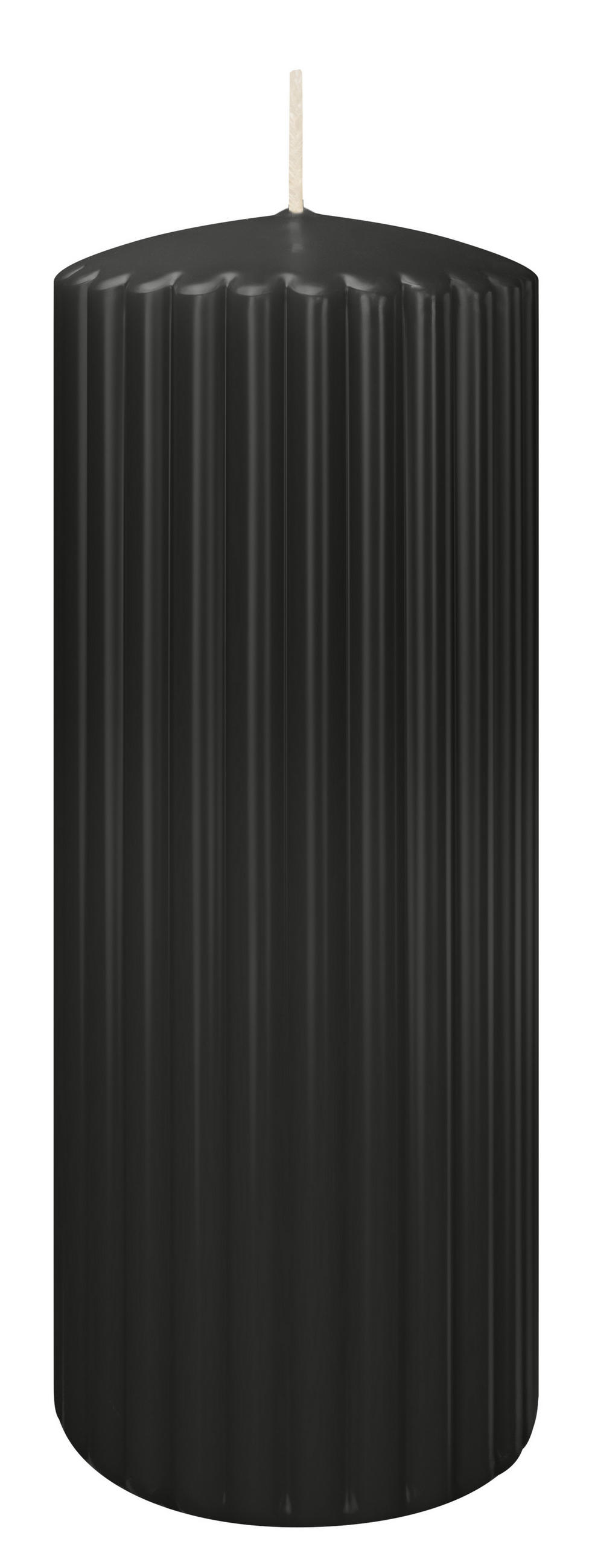 RILLEN KERZEN Schwarz 200 x Ø 80 mm, 4 Stück - Schwarz, Paraffin (8/20/20cm) - Wiedemann Kerzen