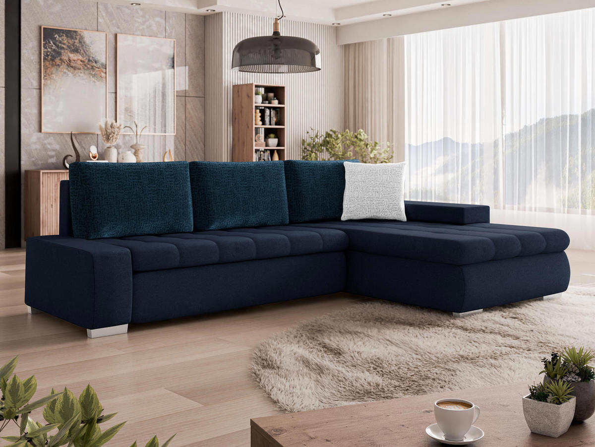 ECKSOFA Orkan Mini Premium - Dunkelblau, Holz/Textil (265/185cm) - MIRJAN24