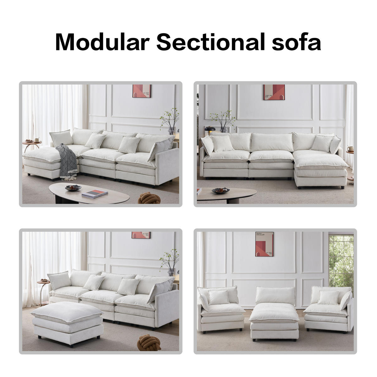 ECKSOFA 267/154/85 cm Beige mit Chaiselongue und Hocker - Beige, Textil (267/154cm) - Oxeza