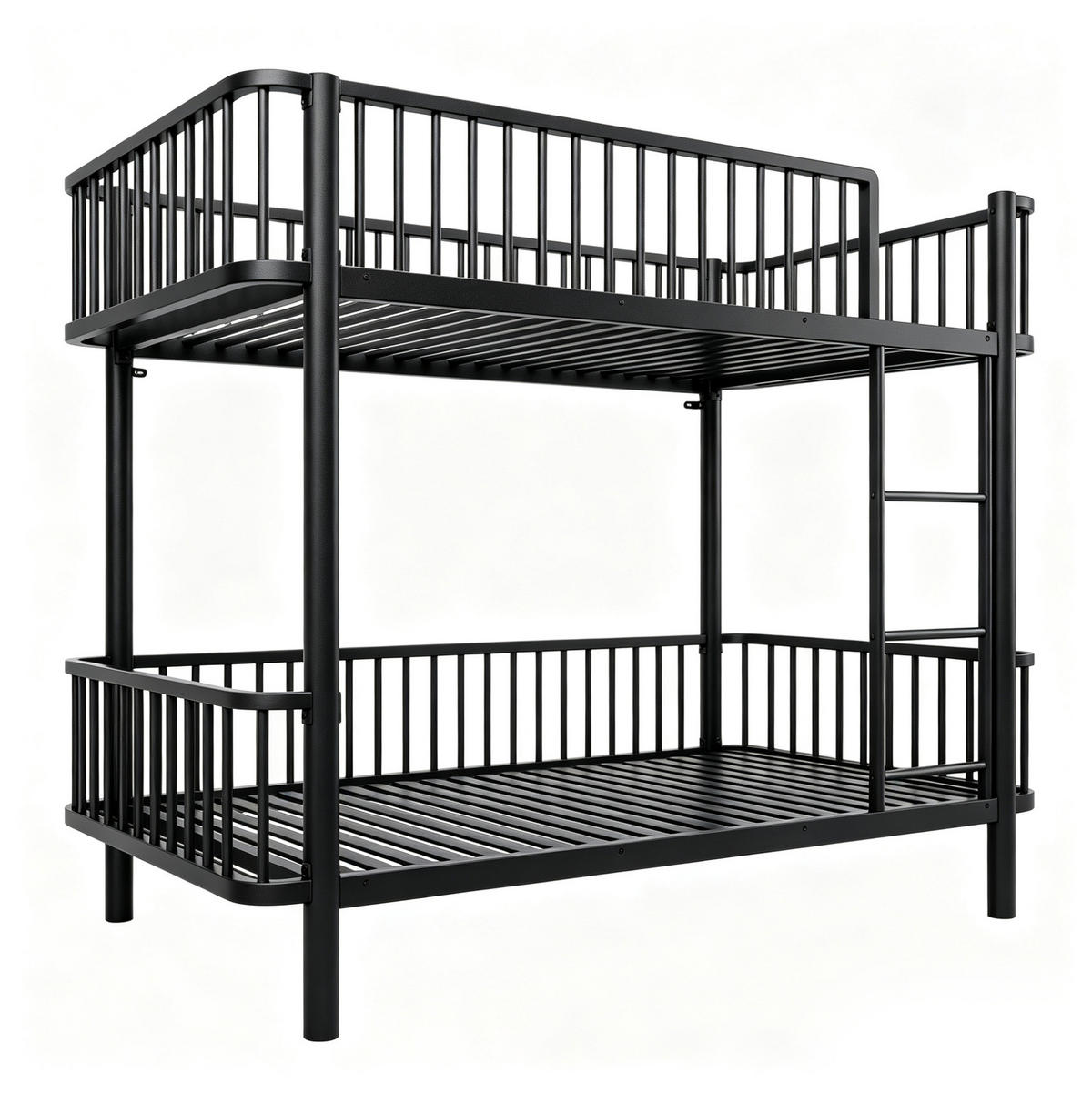 ETAGENBETT aus Metall 90x200 cm Schwarz mit Sicherheitsgeländern - Schwarz, Metall (90/200cm) - Modfu