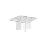 COUCHTISCH quadratisch Marmoroptik - Weiß Hochglanz 80/80/50 cm - Weiß Hochglanz/Weiß, Holzwerkstoff (80/80/50cm) - designimpex