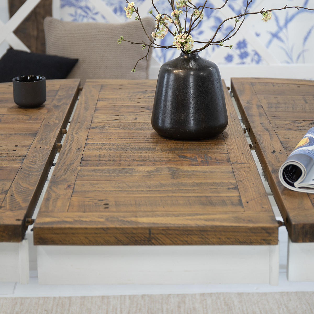 ESSTISCH mit Ausziehfunktion - recycelter Kiefer massiv - Kieferfarben, Holz (120/120/79cm) - home24