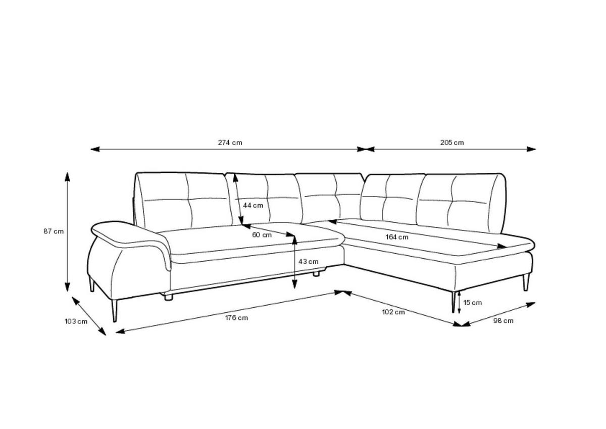 ECKSOFA ZONDA Beige 274x205x87 cm - Beige, Textil (274/205cm) - FURNLUX