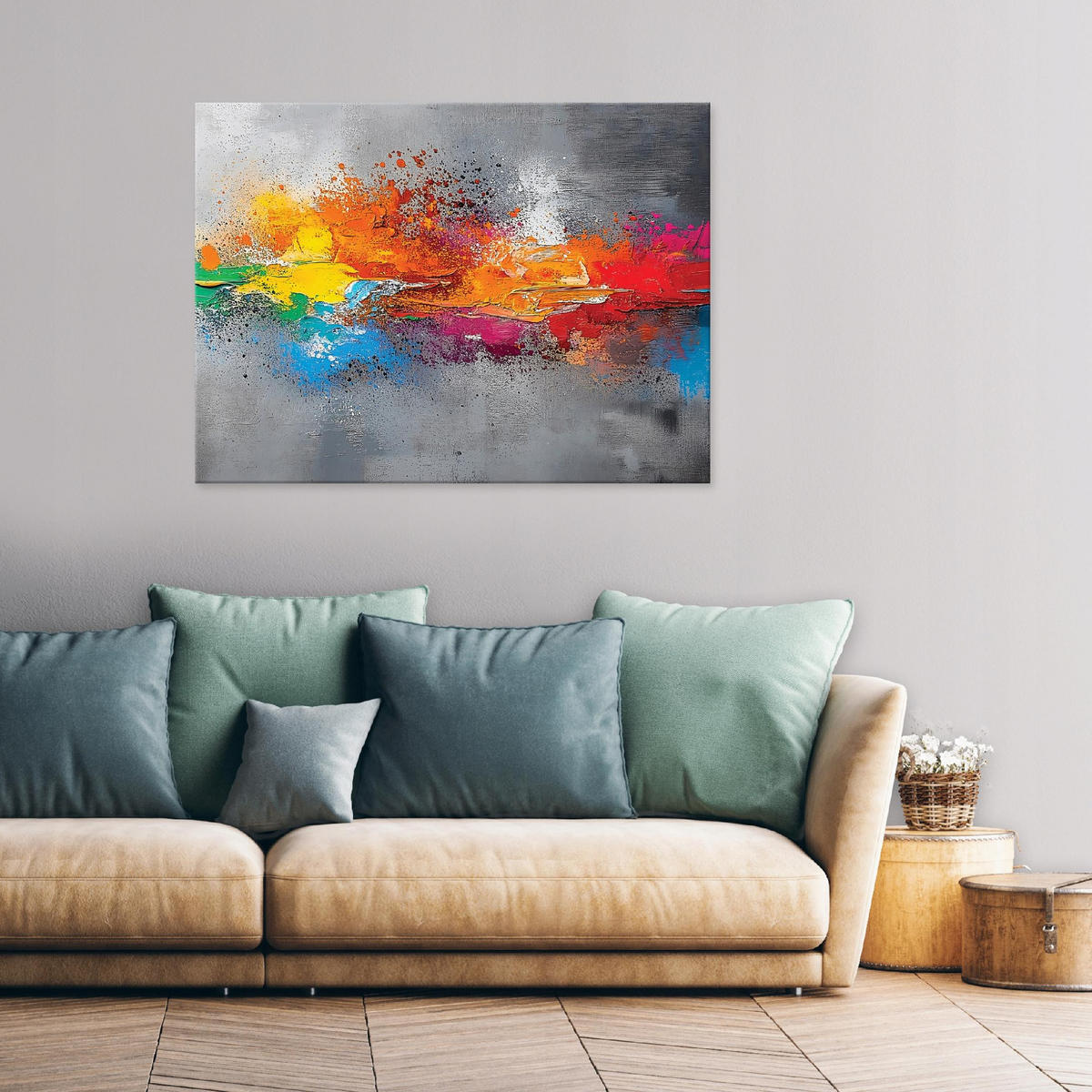 WANDDEKO Abstrakt Grau Loft Modern Bilder Schlafzimmer 120x80 - Grau, Holzwerkstoff (120/80cm) - Wallarena