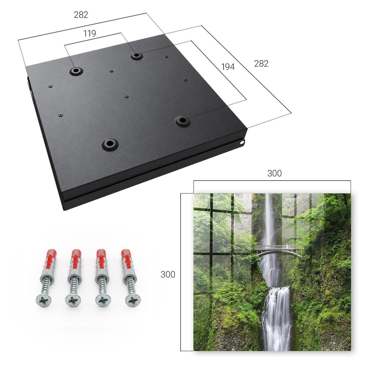 SCHLÜSSELBOX Schwarz 30x30 cm- Türöffnung nach rechts - Natürliche Harmonie - Grün, Metall (30/30/5cm) - TULUP