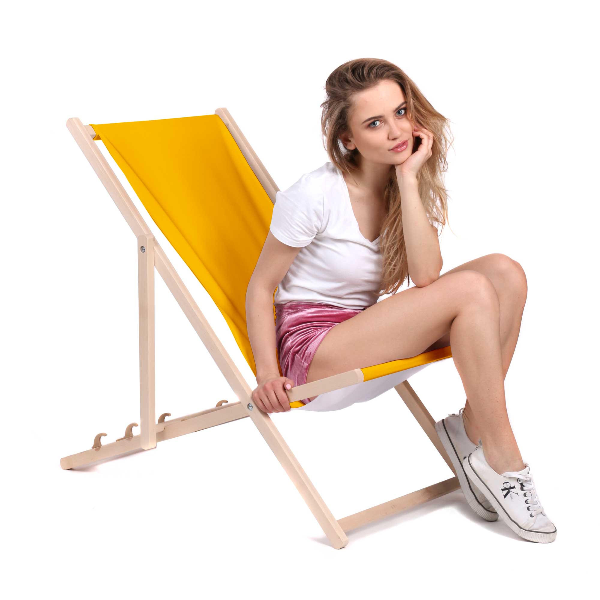 HOLZLIEGESTUHL klappbar Buchenholz Mango M - Gelb, Holz (54/85/92cm) - Dreamroots