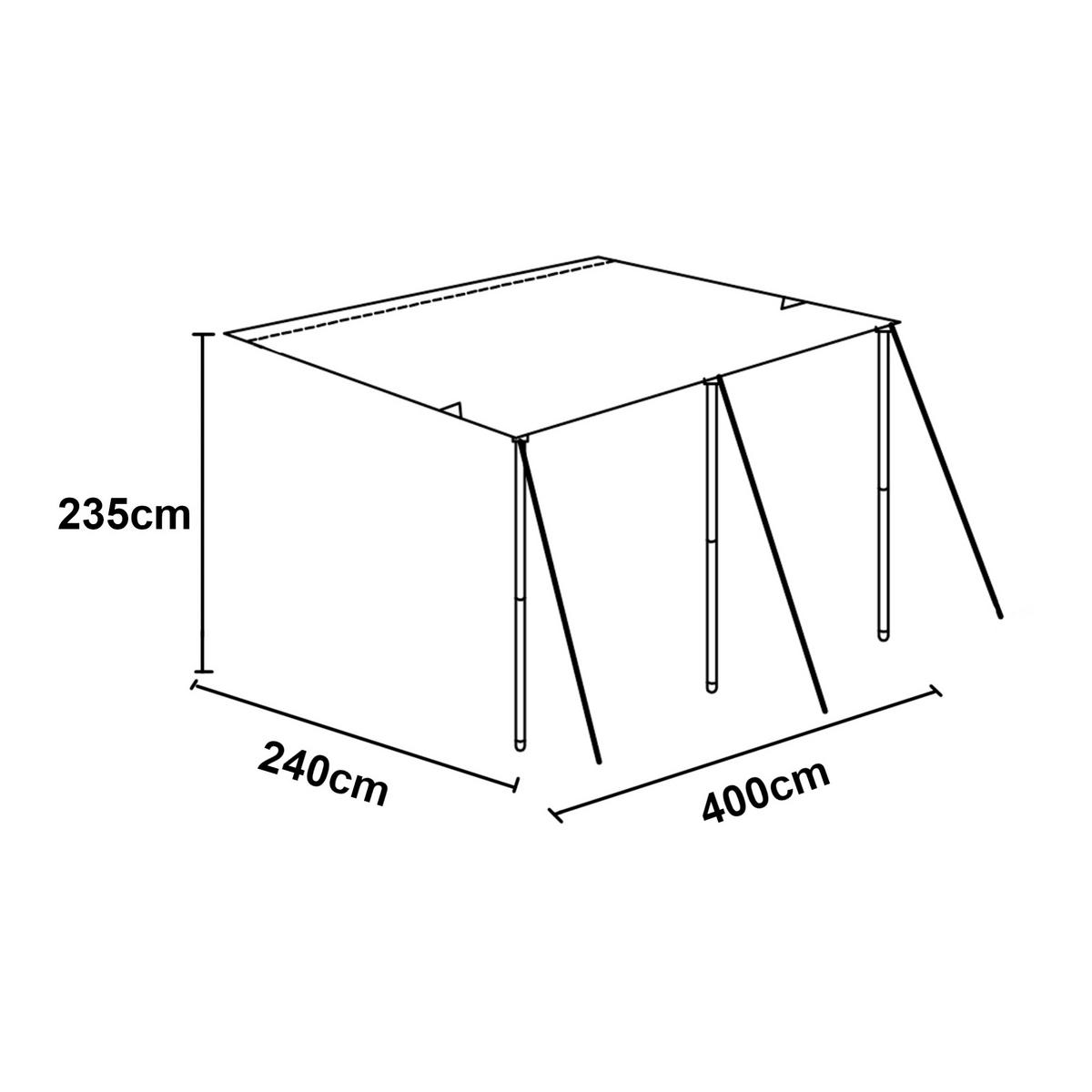 WOHNWAGEN-SONNENSEGEL Beuningen - Grau, Textil/Metall (400/235/240cm) - pro.tec