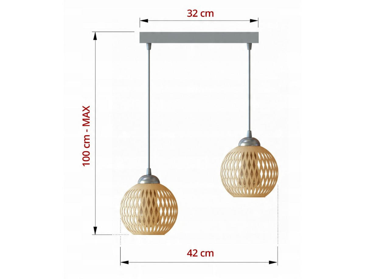 PENDELLEUCHTE BOHO - Beige/Schwarz, Holz/Metall (13/42/100cm) - kiki design