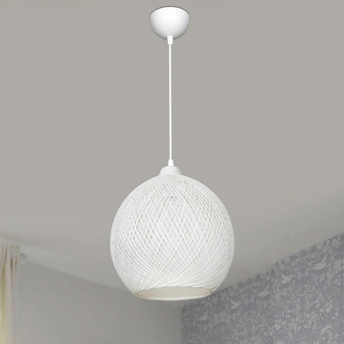 HÄNGELEUCHTE Lisburn - Weiß, Naturmaterialien (22/22/65cm) - lux.pro