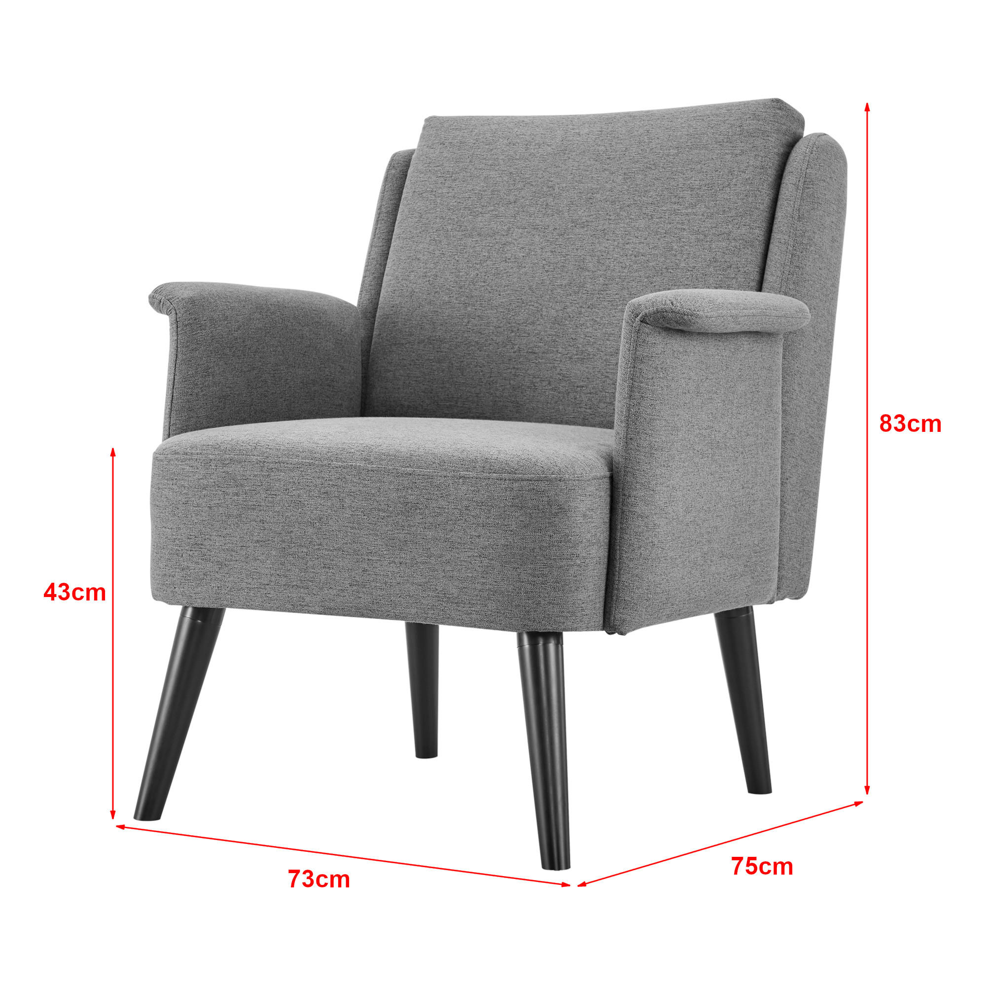 Thumbnail - [en.casa] Polstersessel, Grau, Textil, 73x83x75 cm, Wohnzimmer, Sessel, Polstersessel