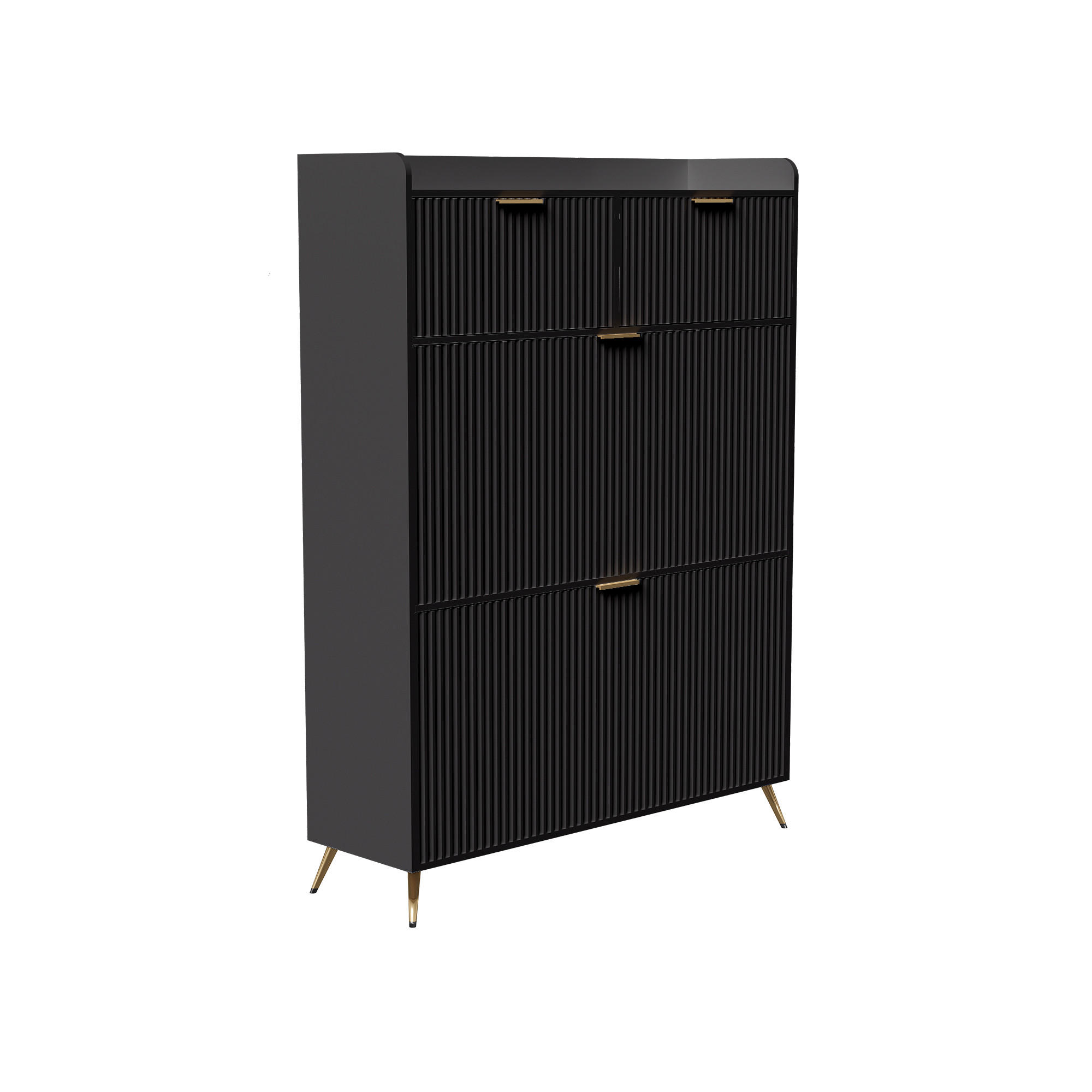 SCHUHSCHRANK 80x24x110 cm Schubladen Trennwände Metallbeine schwarz - Schwarz, Holz (80/110/24cm) - Fortuna Lai