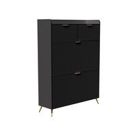 SCHUHSCHRANK 80x24x110 cm Schubladen Trennwände Metallbeine schwarz - Schwarz, Holz (80/110/24cm) - Fortuna Lai