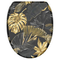 WC-SITZ mit Absenkautomatik & Top Fix Golden Leaves - Goldfarben, Holzwerkstoff (37.7/5.5/48cm) - Sanilo