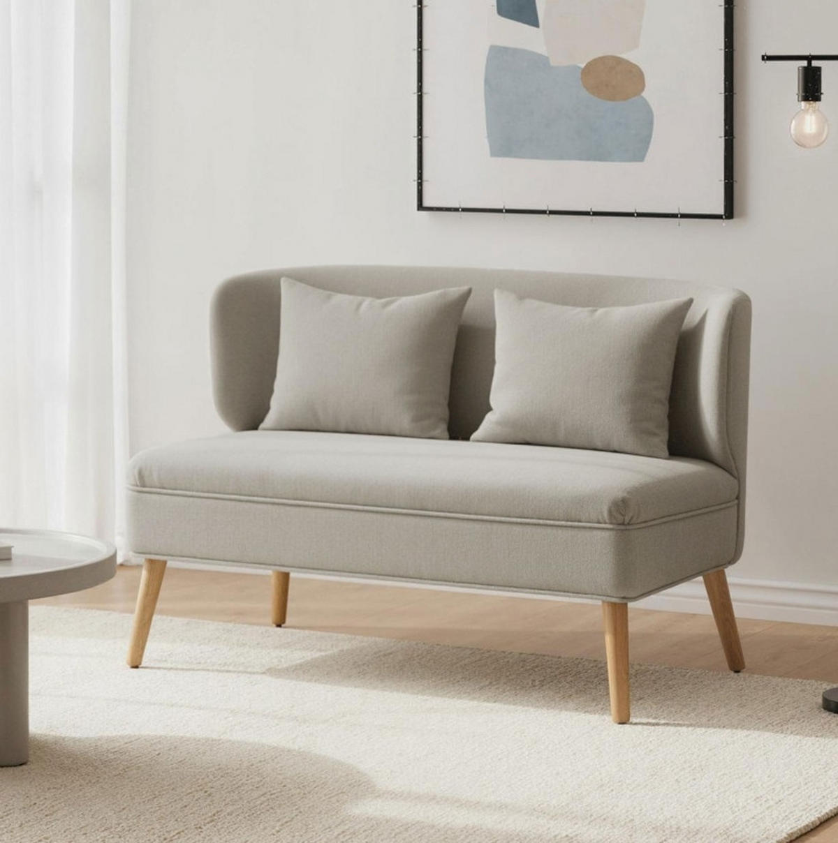 2-SITZER-SOFA Chenille Beige 117 cm - Beige, Holzwerkstoff (117/78.5/65cm) - Meubliv