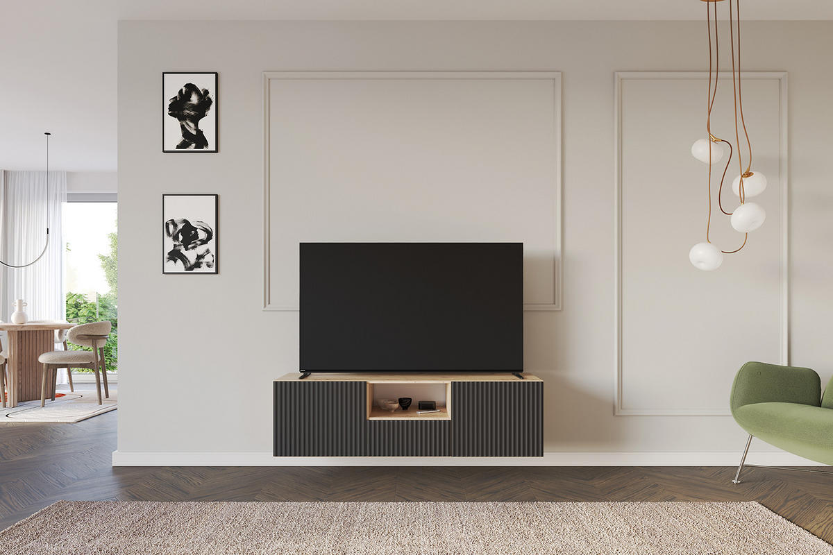 LOWBOARD NOA-2-W 140x40x41 cm - Artisan / Schwarz - Schwarz, Holzwerkstoff (140/40/41cm) - ALTDECOR