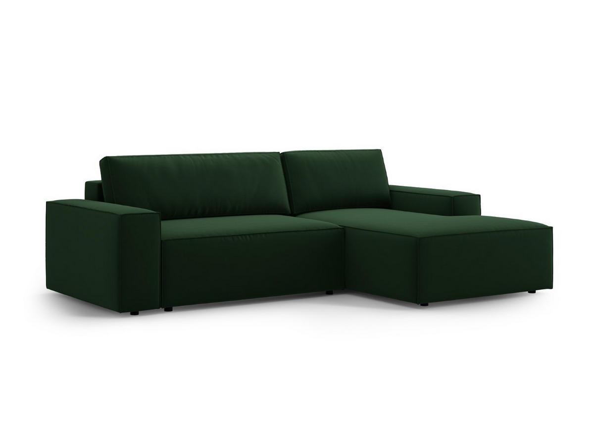 ECKSOFA ausklappbar rechts mit Container Jodie aus Samt flaschengrün 3 Sitzplätze - Dunkelgrün, Textil (151/246cm) - Micadoni