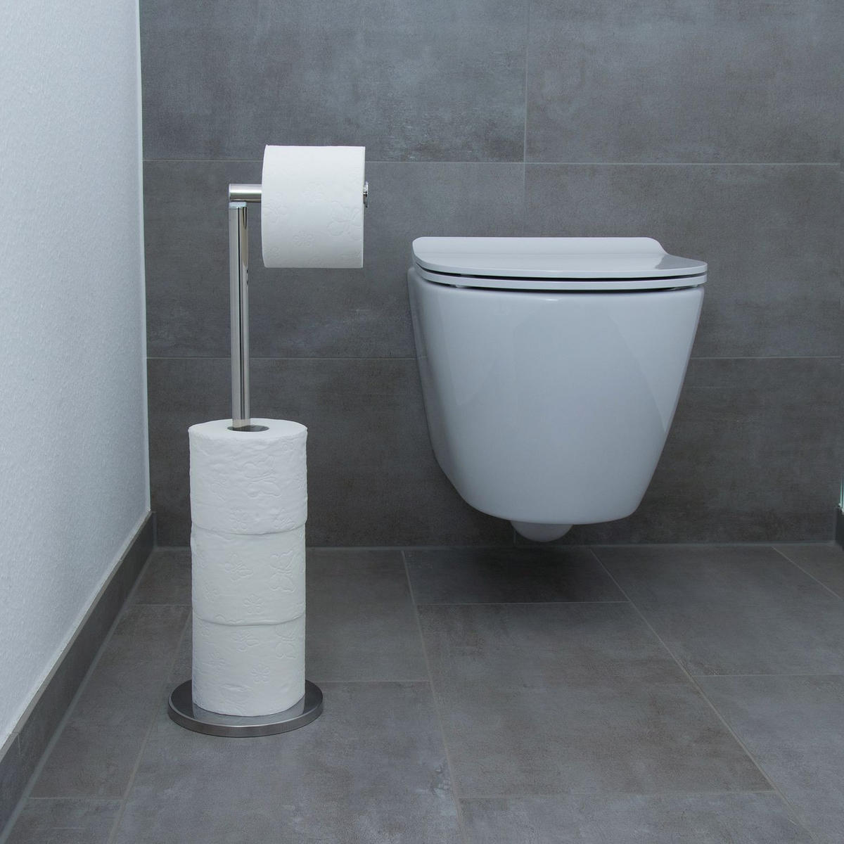 TOILETTENPAPIERHALTER - Silberfarben, Metall (16.7/55/16.7cm) - Intirilife