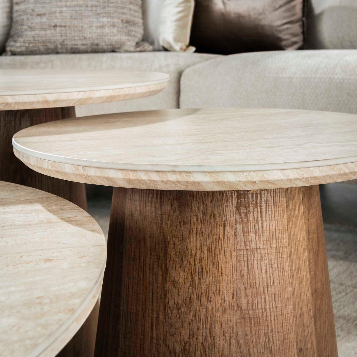 COUCHTISCH Romano Braun 80/80/35 cm 3er-Set - Beige, Keramik (80/80/35cm) - Hoyz Collection