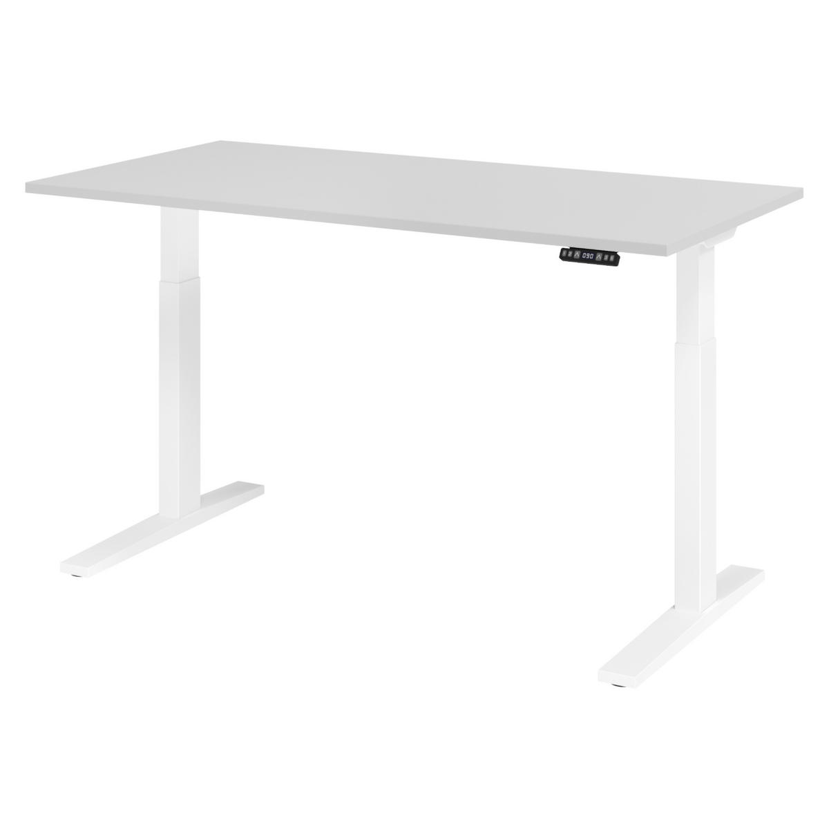 SCHREIBTISCH elektrisch XMKA 80/160/74 cm in Grau/Weiß - Weiß/Grau, Holzwerkstoff (80/160/74cm) - bümö