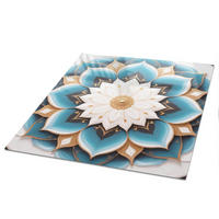 TISCHPLATTE 50x50 cm – Blumenmandala - Türkis, Glas (50/50/0.4cm) - Wallfluent
