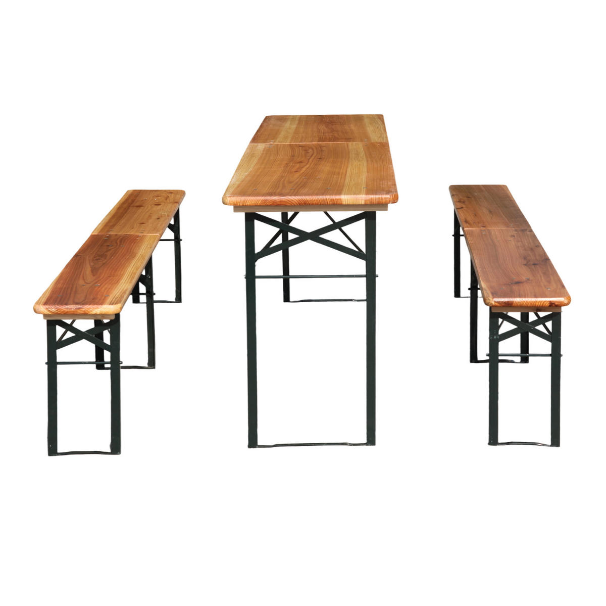 BIERZELTGARNITUR 220/50/78 cm klappbar, 3-teilig und wetterbeständig, Holzfarbe - Naturfarben, Metall - Redom