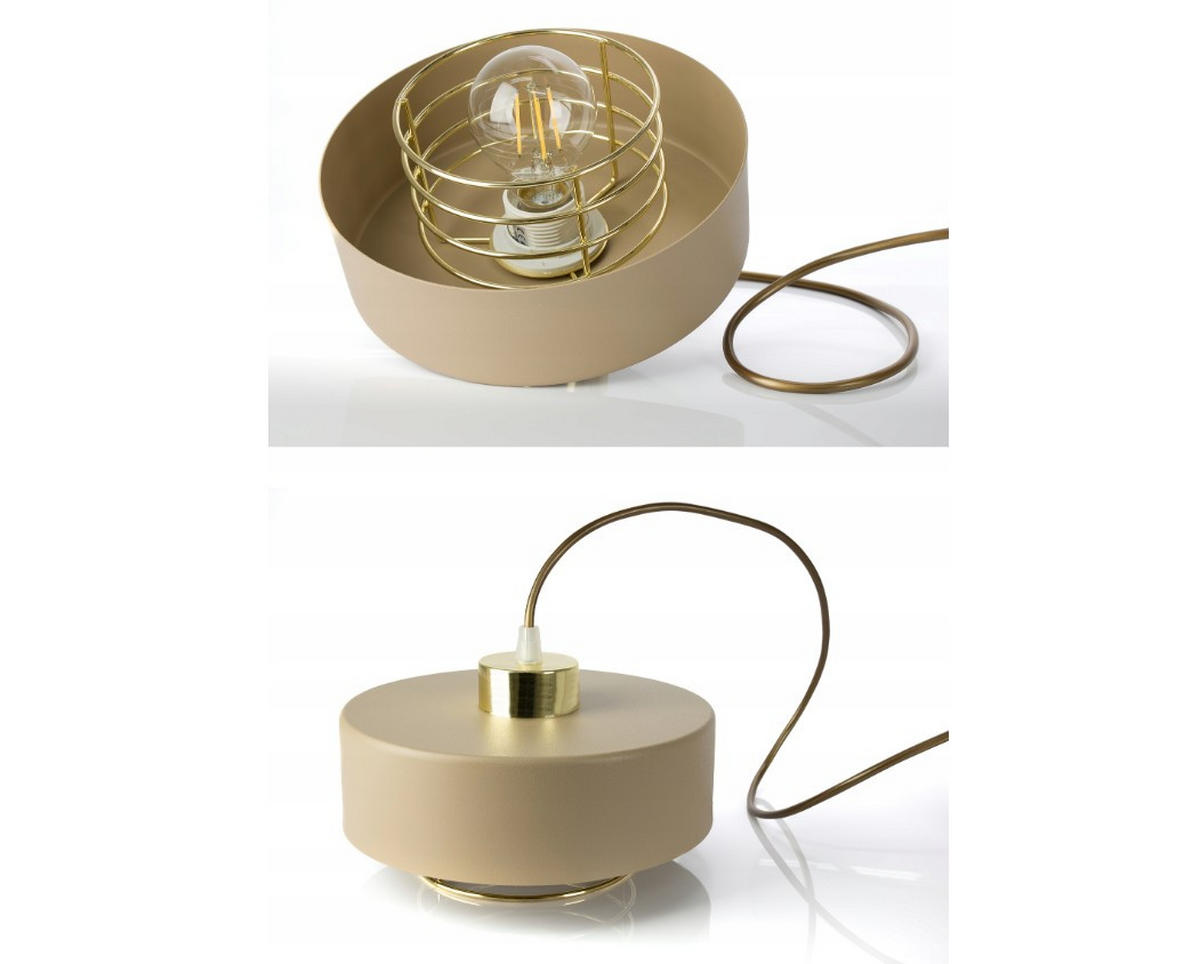 PENDELLEUCHTE ECRU - Beige/Goldfarben, Metall (20/20/100cm) - kiki design
